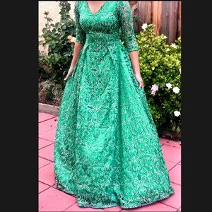 Embroidered Lace Gown Evening Dress